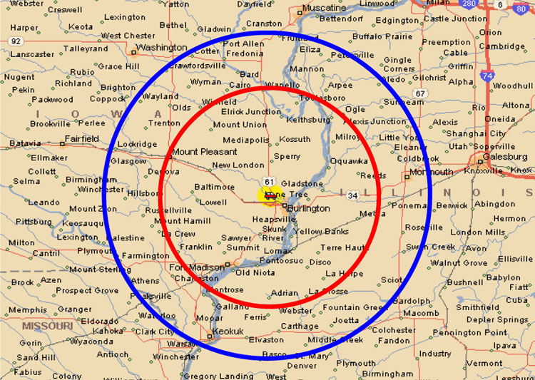 Deery Brothers Pick-Up and Delivery Map
